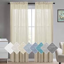 Amazon Com Elegant Natural Linen Curtain Panels 96 Inches Long Beige Linen Sheer Curtains For Living Room Rod Pocket Energy Efficient Semi Sheers Window Treatments Panels Drapes 2 Panels Beige Kitchen Dining