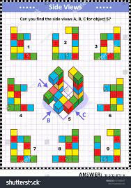 Iq Memory And Spatial Reasoning Training Educational Math Puzzle With Building Blocks Can You Find The Side Views A B C For Maths Puzzles Education Spatial