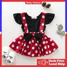 Minnie Mouse Dress For Baby Girls 1 Year Old Mickey Polka Dot Suspender Skirt Set For Toddler Baby Shopee Philippines
