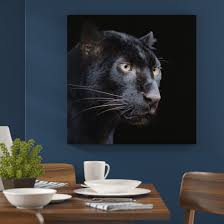 A black panther is a large black cat. East Urban Home Black Panther On A Black Background Close Up Print On Canvas Wayfair Co Uk