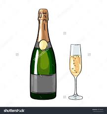 Bottle Of Champagne With Glass Sketch Style Vector Illustration Isolated On White Background Hand Drawn Glasses With Bubbly C Bottle Drawing Champagne Bottle