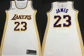 Hold court all day and show your respect with lebron james jerseys, shoes, clothing and gear from nike.com. Women S Lakers 23 Lebron James Basketball Skirt Jersey White