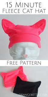 15 Minute Fleece Cat Hat Free Pattern Orange Bettie Fleece Sewing Projects Sewing Fleece Sewing Patterns Free