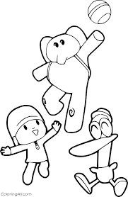 Disney junior characters coloring pages: Pocoyo And Friends Playing Ball Coloring Page Coloringall
