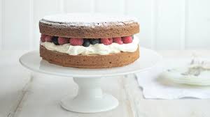 Victoria sponges are generally filled with jam, and are undecorated on the top, but you can serve each piece with a dollop of whipped cream, or shake some. Victoria Sponge Recipes Bbc Food