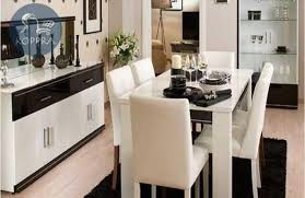 غرف نوم اوضة سفرة لونها ابيض فى اسود عصرية للبيع علي كوبرا اونلاين غرف نوم غر Beautiful Dining Rooms Dining Room Contemporary Modern Furniture Living Room