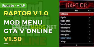 Various mods for grand theft auto v game. Raptor 1 0 Mod Menu Download Gta V Online 1 50 Undetected