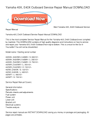 The contract may be for commercial (janitorial) or residential (hous. Calameo Yamaha 40x E40x Outboard Service Repair Manual Download