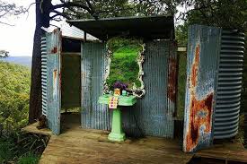 the loo with a view at our 70s retrro van what you can do with an old water tank and footpath throwaway s outdoor bathtub outdoor bathrooms bathtub outdoor