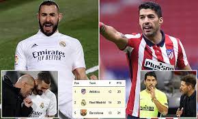 Atletico madrid cruised to victory over elche, with luis suarez scoring twice. Karim Benzema And Luiz Suarez Dragging Real Madrid And Atletico Madrid Away From Barcelona Daily Mail Online