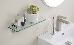 3.25'' h x 20'' w x 6'' d. Amazon Brand Umi Bathroom Shelf Tempered Glass 8mm Thick Rectangular 14 Inch 35 Cm Polished Chrome Bracket Bgs3201s35 Amazon Co Uk Diy Tools