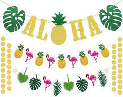 Milhares de fotos novas de alta qualidade são adicionadas todos os dias. Buy Hawaiian Aloha Party Decorations Large Gold Glittery Aloha Banner And Flamingle Pineapple Garland For Luau Party Supplies Tropical Theme Summer Beach Pool Party Decorations Luau Birthday Bachelorette Wedding