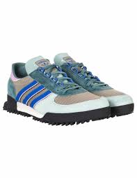 Grey mesh with blue synthetic leather trim, the adidas stripes down both sides, marathon 80 printed alongside the stripes. Adidas Marathon 80 Off 56 Www Bezek Com Tr