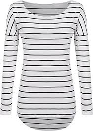 Black And White Striped Tunic Tops Striped Long Sleeve T Shirts High Low Hem Long Shirts Tunic Tops For Leggings For Women M Us 6 8 Bla Tops For Leggings Striped Shirt Women Striped Shirt Tops