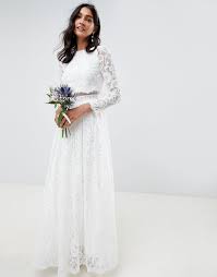 Check spelling or type a new query. Asos Spitze Grace Brautkleid Aus Spitze Mit Kurz Geschnittenem Oberteil In Weiss Lyst