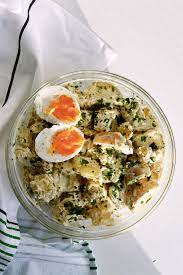 Combine the mayo, mustard, vinegar, honey and eggs, then season well. Mustard Sour Cream Potato Salad With Parsley Sugar Salted