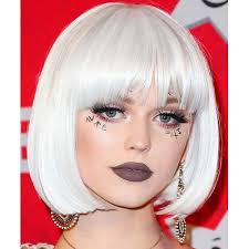 hvite parykker for kvinner parykk hvit bob korte rette parykker hår med  smell syntetisk cosplay party halloween for kvinner syntetisk hår parykk  vd052c 2025