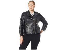 Calvin Klein Plus Plus Size Faux Leather Jacket W Seaming Black Women S Coat Put A Little Vroom In Y Leather Jacket Womens Black Coat Free Shipping Clothes