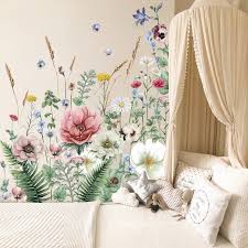 Wildflowers Wall Decals Watercolor Flowers Wall Art Wooden Etsy In 2021 Flower Wall Decals Flower Wall Stickers Floral Wall Decals