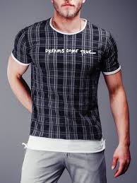 Checkered T Shirt Extended Black Mens Street Style Mens Streetwear Mens Casual Outfits