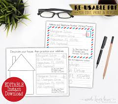 Editable Learn My Address Worksheet Addressing Envelope Etsy Addressing Envelopes Homeschool Copywork Practices Worksheets