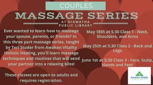 Couple enjoying couples massage poolside. Events City Of Hiawatha Ia