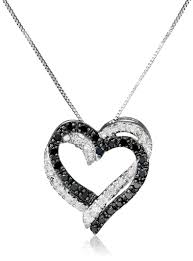 Black And White Diamond Shaped Logo 10k White Gold Double Heart Black And White Diamond Pendant Necklace 1 5 Cttw I J Color I2 I3 Clarity Black Diamond Jewelry Black Diamond Necklace Jewelry