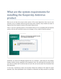 What Are The System Requirements For Installing The Kaspersky Antivirus Product By Kasperskysupport Issuu
