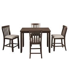 A counter table stands between 34 inches to 38 inches with stools and chairs standing around 24 inches to 28 inches in height. 5 Piece Counter Height Dining Set Wood Dining Table And 4 Chairs With Upholstered Seat And Footrest Yellow Oak On Walmart Accuweather Shop