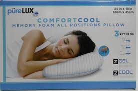 Purelux Comfort Cool Memory Foam All Positions Pillow Gel Technology 3 Position Purelux Pillows Memory Foam Cool Stuff