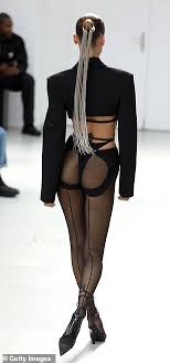 More images for bella hadid mugler » Bella Hadid Sets Pulses Racing In A Sheer Body Stocking At The Mugler Pfw Show Daily Mail Online