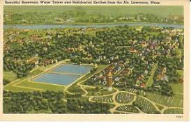 Postcard Lawrence Ma Beautiful Reservoir Water Tower Residential Area 942 Wasserturm