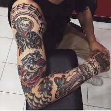 Dovme Modelleri Ilginc Traditional Tattoo Sleeve Traditional Tattoo Arm Traditional Tattoo
