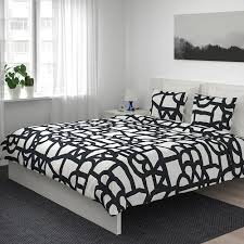 Skuggbracka Duvet Cover And Pillowcase S White Black Full Queen Double Queen Ikea Duvet Covers Bed Linen Sets Black Duvet Cover