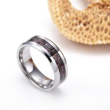 Black And Red Carbon Fiber Inlay Tungsten Wedding Bands For Men In 2020 Mens Wedding Rings Tungsten Tungsten Wedding Bands Black Ceramic Ring