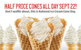 Half Price Vanilla Ice Cream Cones All Day At Sonic Ice Cream Day Ice Cream Ice Cream Cone