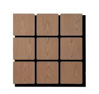 Customized Akupanel Nature Smoky Oak Wooden Walnut Veneer Slat Polyester  Sound Absorbing Panel Acoustic Wall Panel