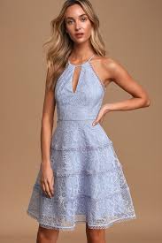 Elandra Periwinkle Blue Lace Halter Mini Dress In 2020 Halter Mini Dress Little Dresses Mini Dress