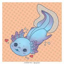 The baby axolotl has a 1⁄1200chance to be the rare blue variant; Axolotlart Twitter Search