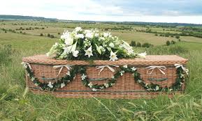 Yellow rose & freesia £135. Willow Coffins Wicker Willow Coffins Green Funeral Funeral Caskets Green Burial