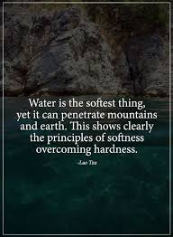 This shows clearly the principle of softness overcoming. Water Is The Softest Thing Yet It Can Penetrate Mountains And Earth Quotes Spirit Science Quotes