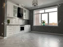 black countertops. new modern kitchen