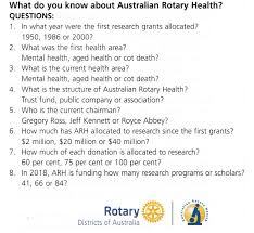 Join the seniors card program and watch your business grow. Australian Rotary Health Quiz District 9670