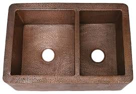 copper crafted hammered farmhouse sink