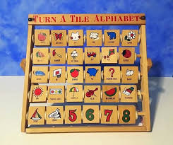 Turn A Tile Alphabet Wooden Toy Vintage Preschool Learning Toy Learning Toys Preschool Learning Wooden Toys