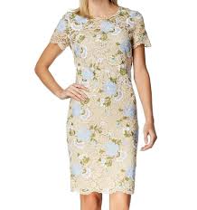 Calvin Klein New Beige Blue Womens Size 2 Floral Lace Sheath Dress 159 360 Fashion Clothing Shoes Accessorie Dresses Womens Midi Dresses Lace Sheath Dress