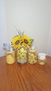 4.6 out of 5 stars. Sunflower Garden Bathroom Set Mason Jar Set Decoupage Jar Bathroom Organizer Bathroom Decor Bathroom Sto Decoupage Jars Yellow Bathroom Decor Diy Jar Crafts