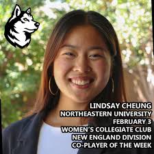 Lindsay Cheung (So., Irvine, Calif./Woodbridge) of No. 10-ranked  Northeastern University posted seven goals, three assists, five steals and  a field block during a 4-0 weekend for the Huskies during the opening  weekend