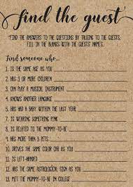 Rustic Kraft Find The Guest Game Template Country Baby Shower Rustic Baby Shower Baby Shower Diy