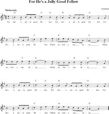 For He S A Jolly Good Fellow Chords Lyrics And Sheet Music For C Instruments Good Fellows Sheet Music Music